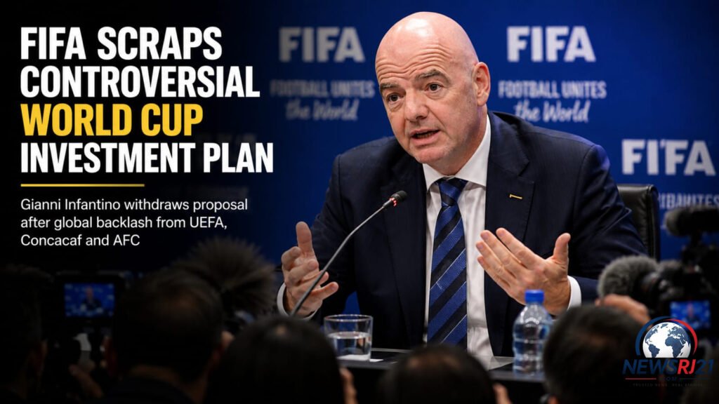 Gianni Infantino announces FIFA's decision to withdraw the World Cup investment plan.