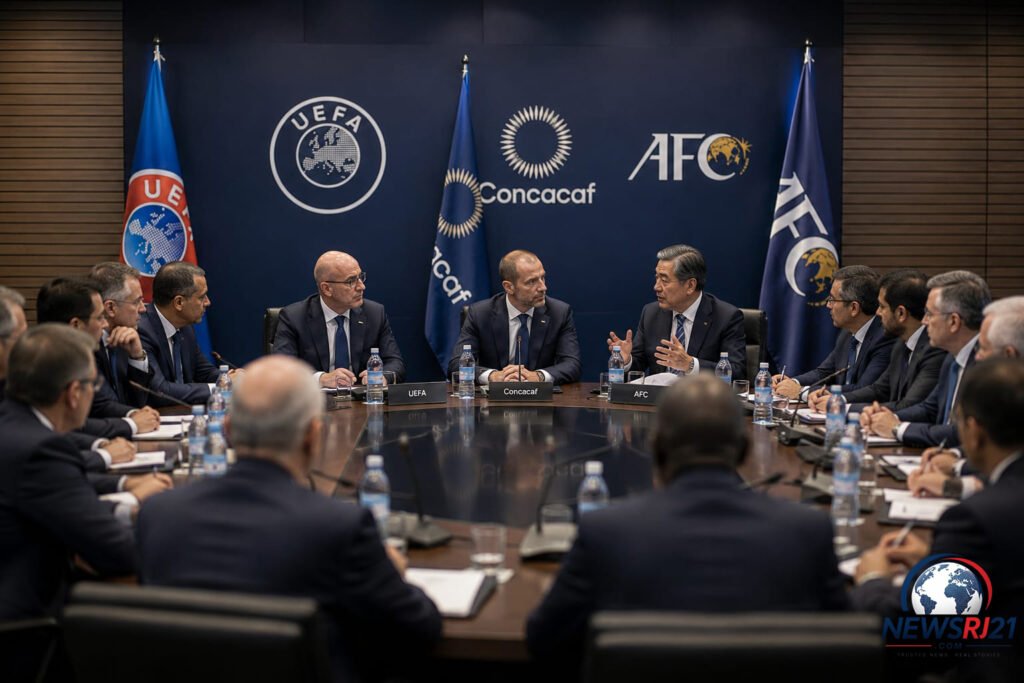UEFA, Concacaf and AFC officials discuss FIFA's investment proposal.